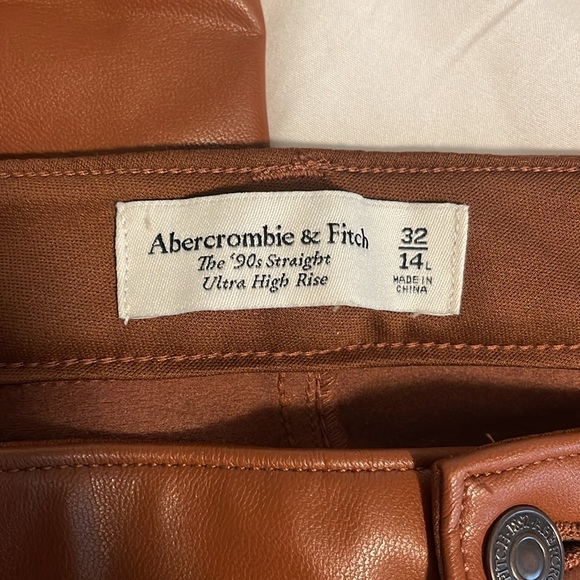 Abercrombie & Fitch Ulta High Rise 90s Straight Leather Pants - Picture 2 of 2